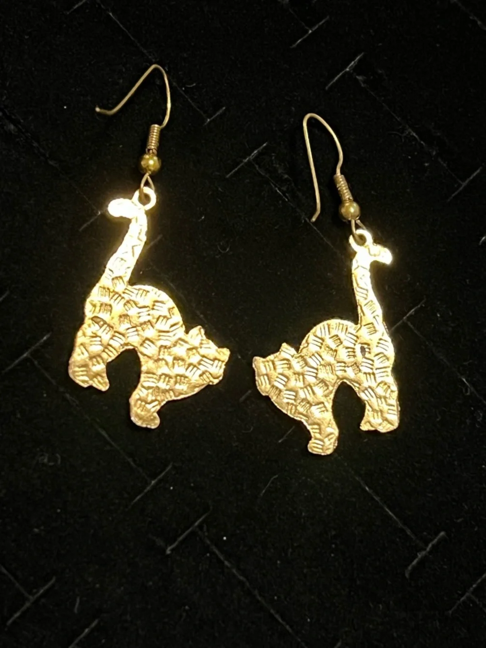 Vintage Gold toned Cat Silhouette Drop Earrings -